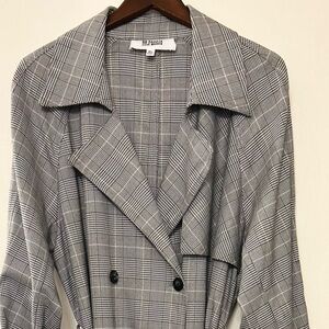 BB Dakota Gray Plaid Trench Coat